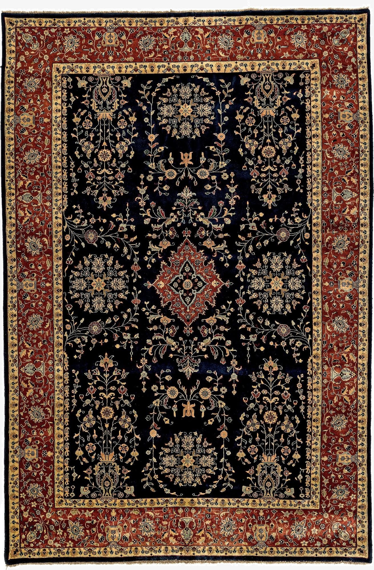  6' 6 x 9' 8  Hand Knotted Sarough Oriental Wool Rug