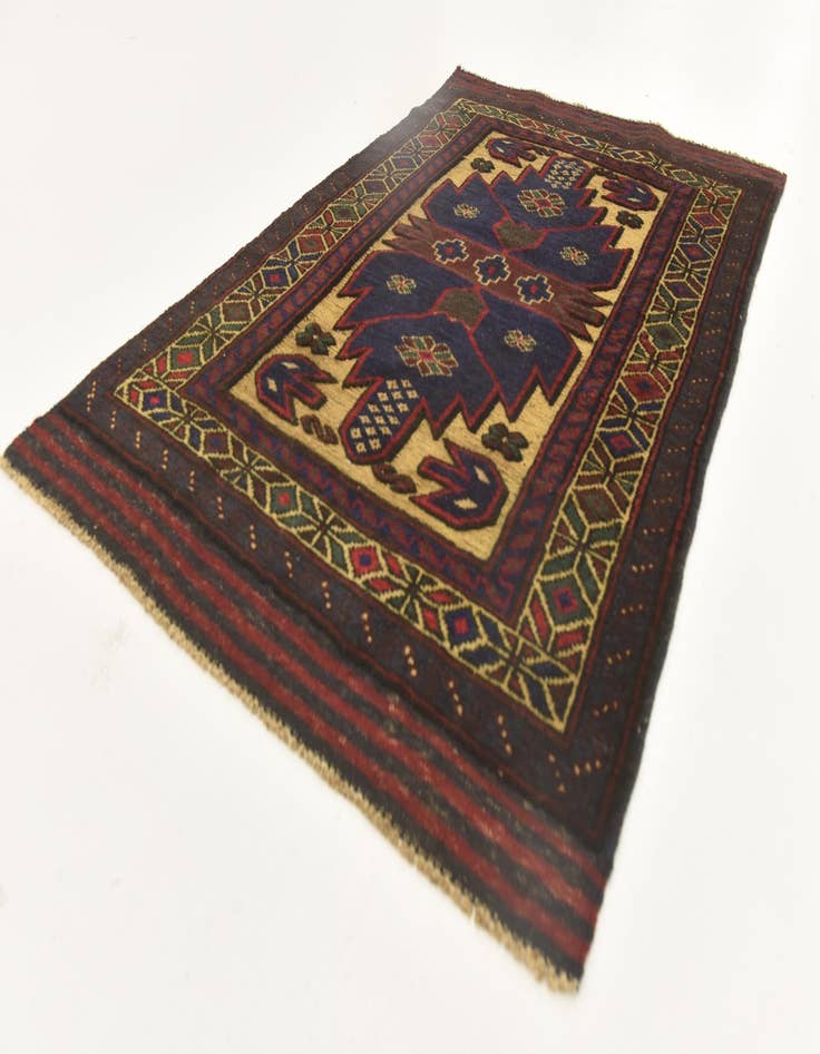 Detail image of  2' 10 x 4' 6  Hand Knotted Sumak Wool Rug