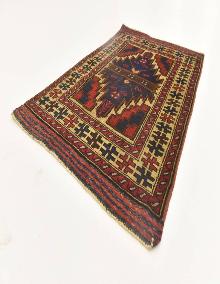 Detail image of  3' x 4' 7  Hand Knotted Sumak Wool Rug