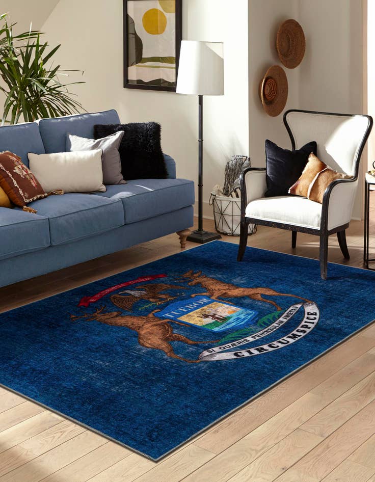 Detail image of  5' x 7' Michigan The Flag Collection Rug