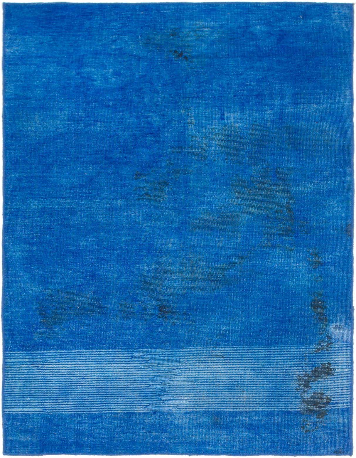 A 4x6 rectangular Ultra Vintage rug in varying shades of blue, featuring a distressed Persian-inspired pattern with abstract elements, suitable for indoor spaces.