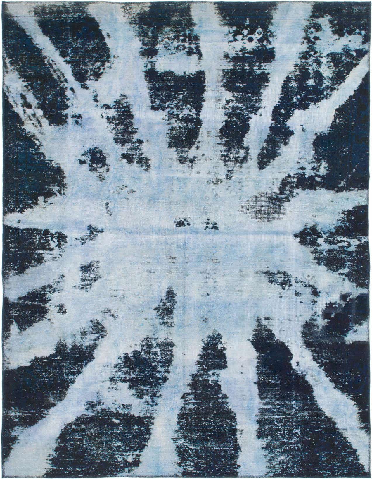 A 6x9 rectangular Ultra Vintage rug featuring a distressed abstract pattern in varying shades of blue, ideal for a living room.