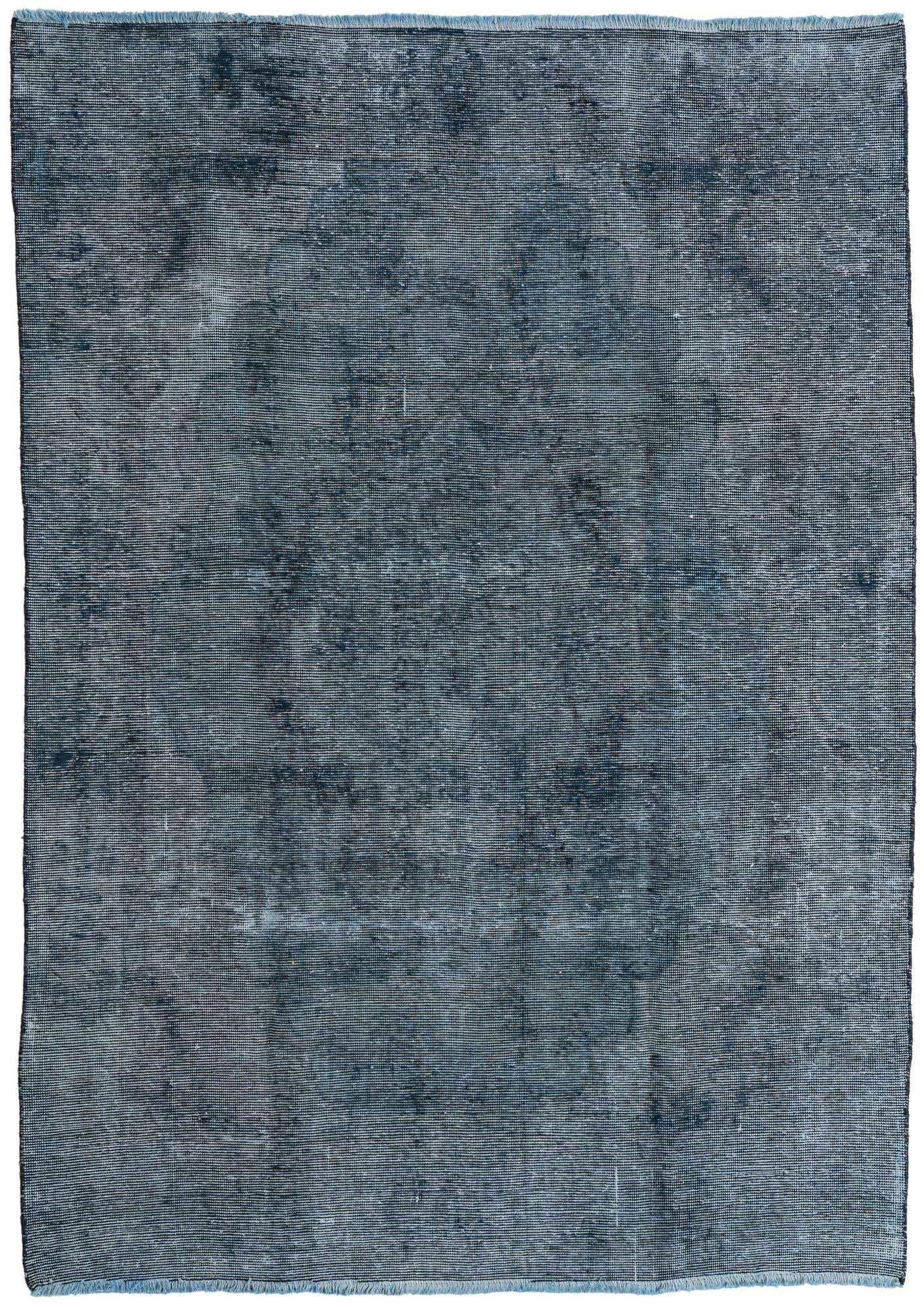A 6x9 rectangular Ultra Vintage wool rug in varying shades of blue with a faded Persian medallion pattern.