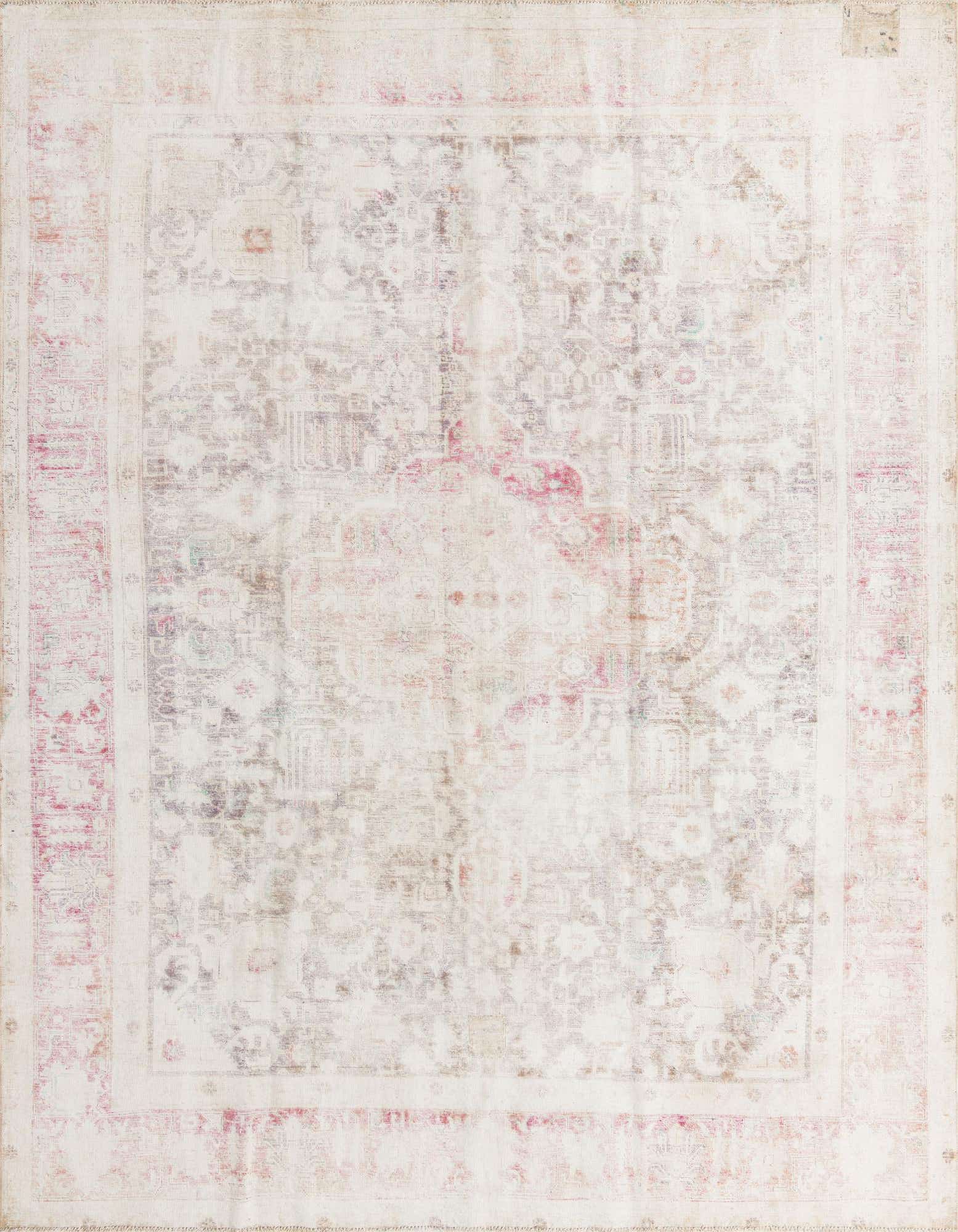 A 10x13 rectangular Ultra Vintage wool rug featuring a faded Persian medallion pattern in blues and muted tones.