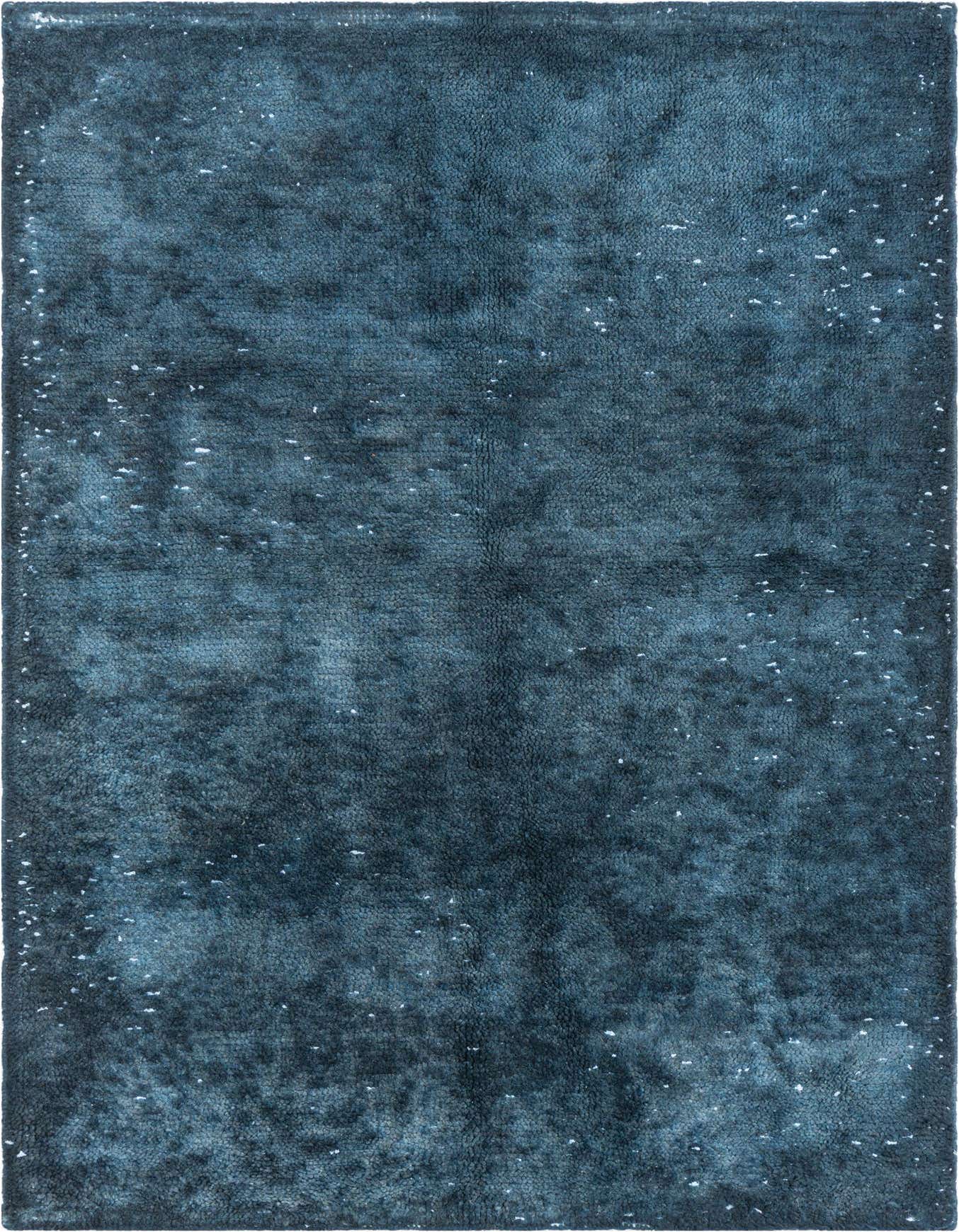 A 4x6 rectangular navy blue wool rug with a distressed Persian-inspired pattern and a flat pile.