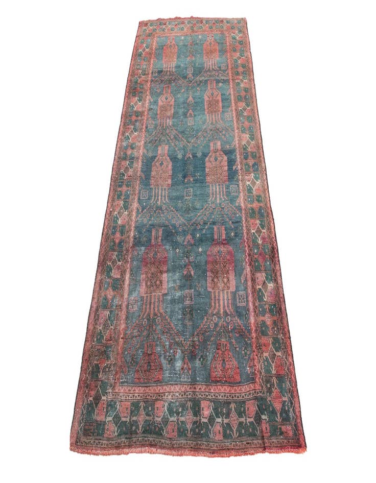 Detail image of  4' 2 x 8' 8  Hand Knotted Ultra Vintage Persian Wool Rug