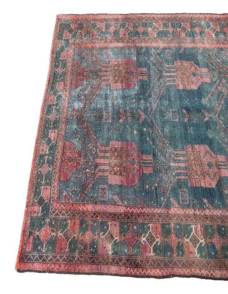 Detail image of  4' 2 x 8' 8  Hand Knotted Ultra Vintage Persian Wool Rug