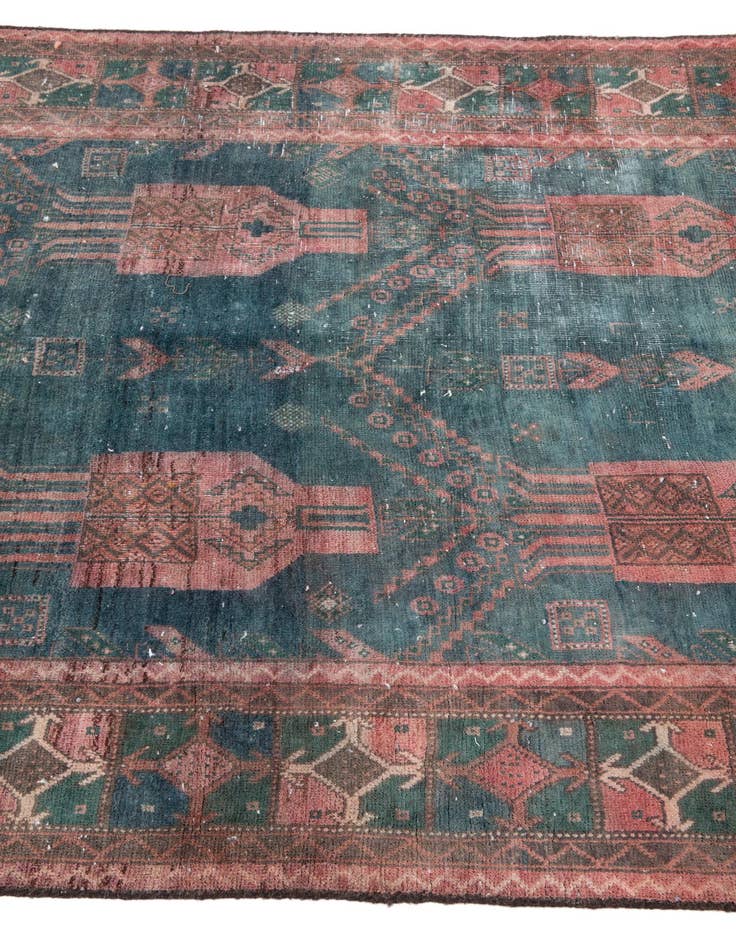 Detail image of  4' 2 x 8' 8  Hand Knotted Ultra Vintage Persian Wool Rug