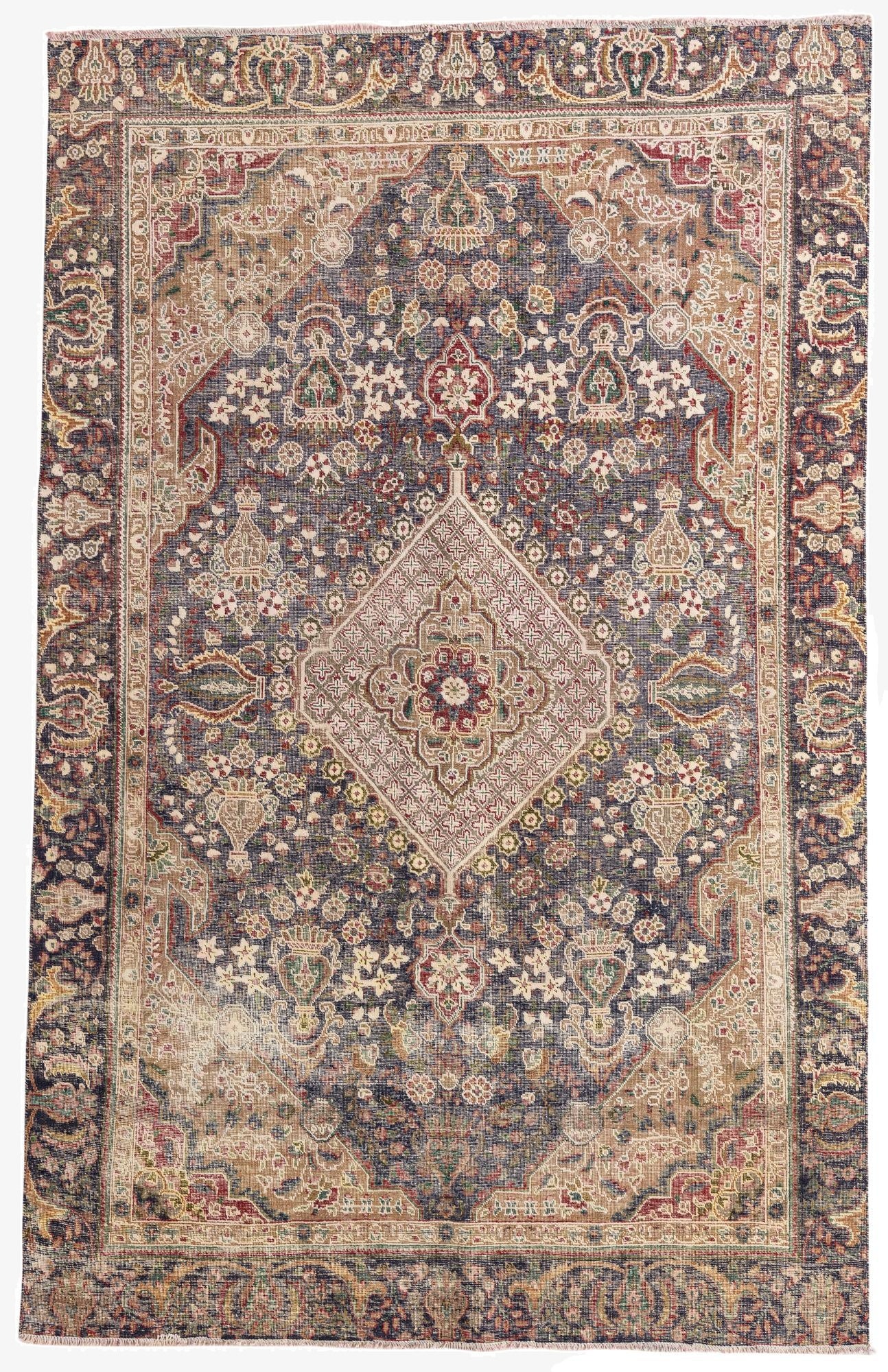  6' 1 x 9' 8  Hand Knotted Ultra Vintage Persian Wool Rug