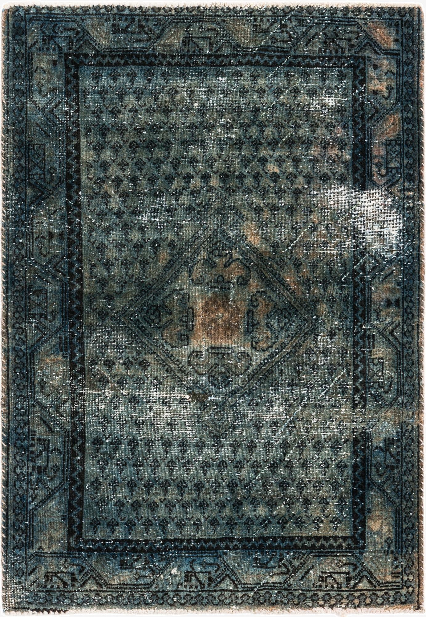  3' 5 x 4' 10  Hand Knotted Ultra Vintage Persian Wool Rug