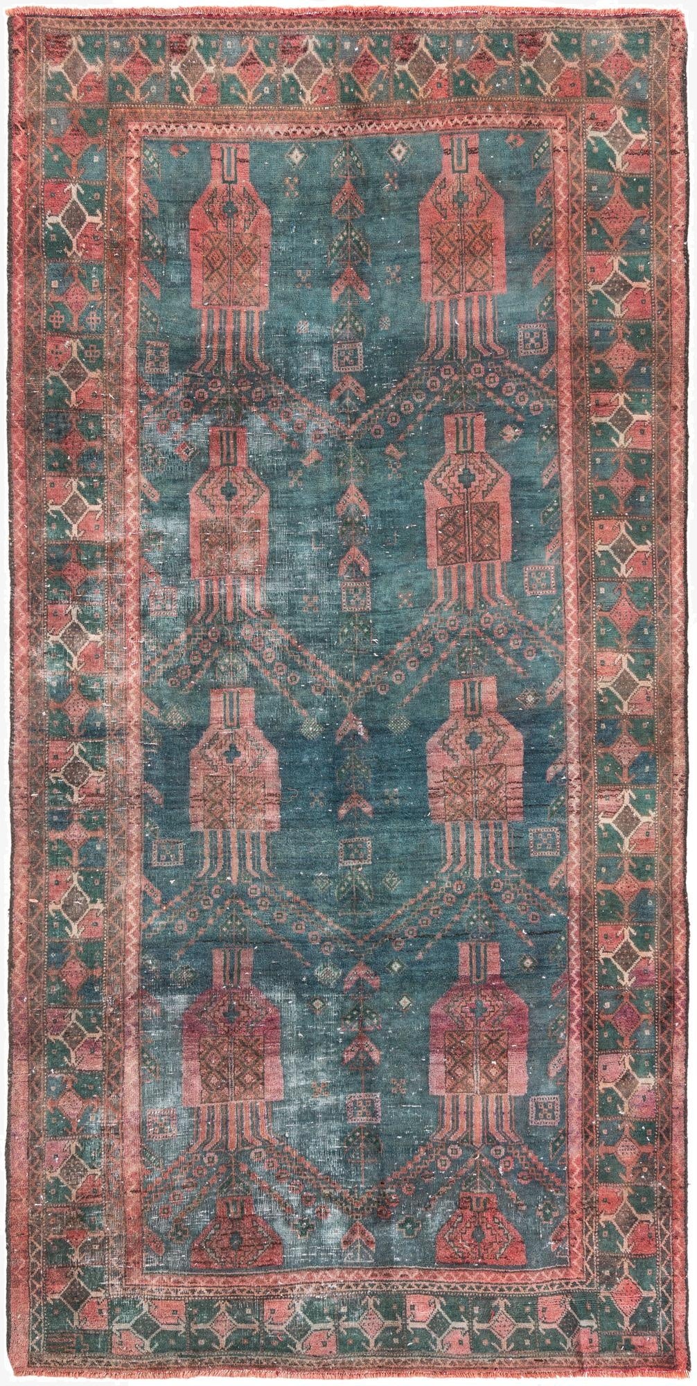  4' 2 x 8' 8  Hand Knotted Ultra Vintage Persian Wool Rug