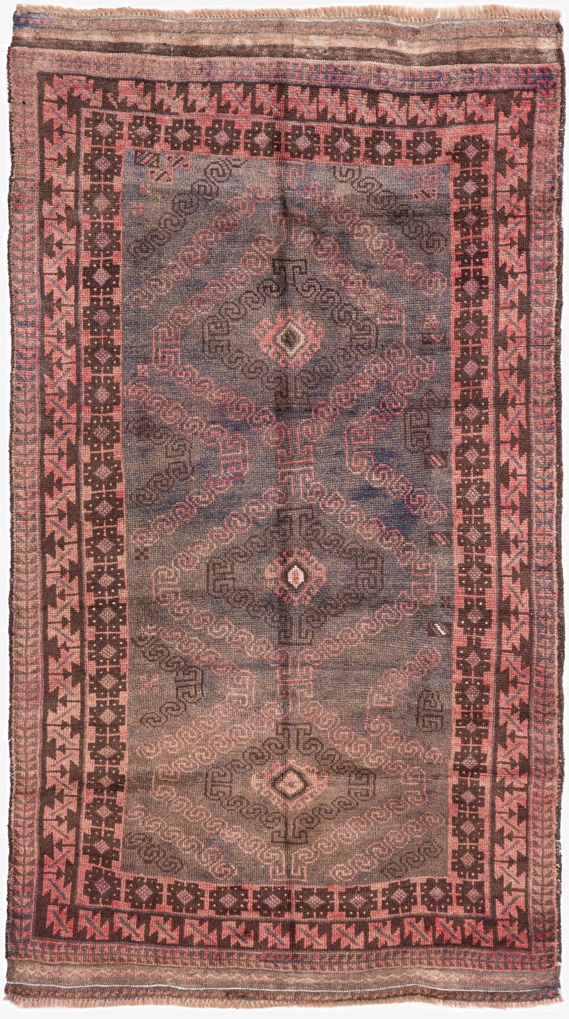  3' 6 x 6' 3  Hand Knotted Ultra Vintage Persian Wool Rug