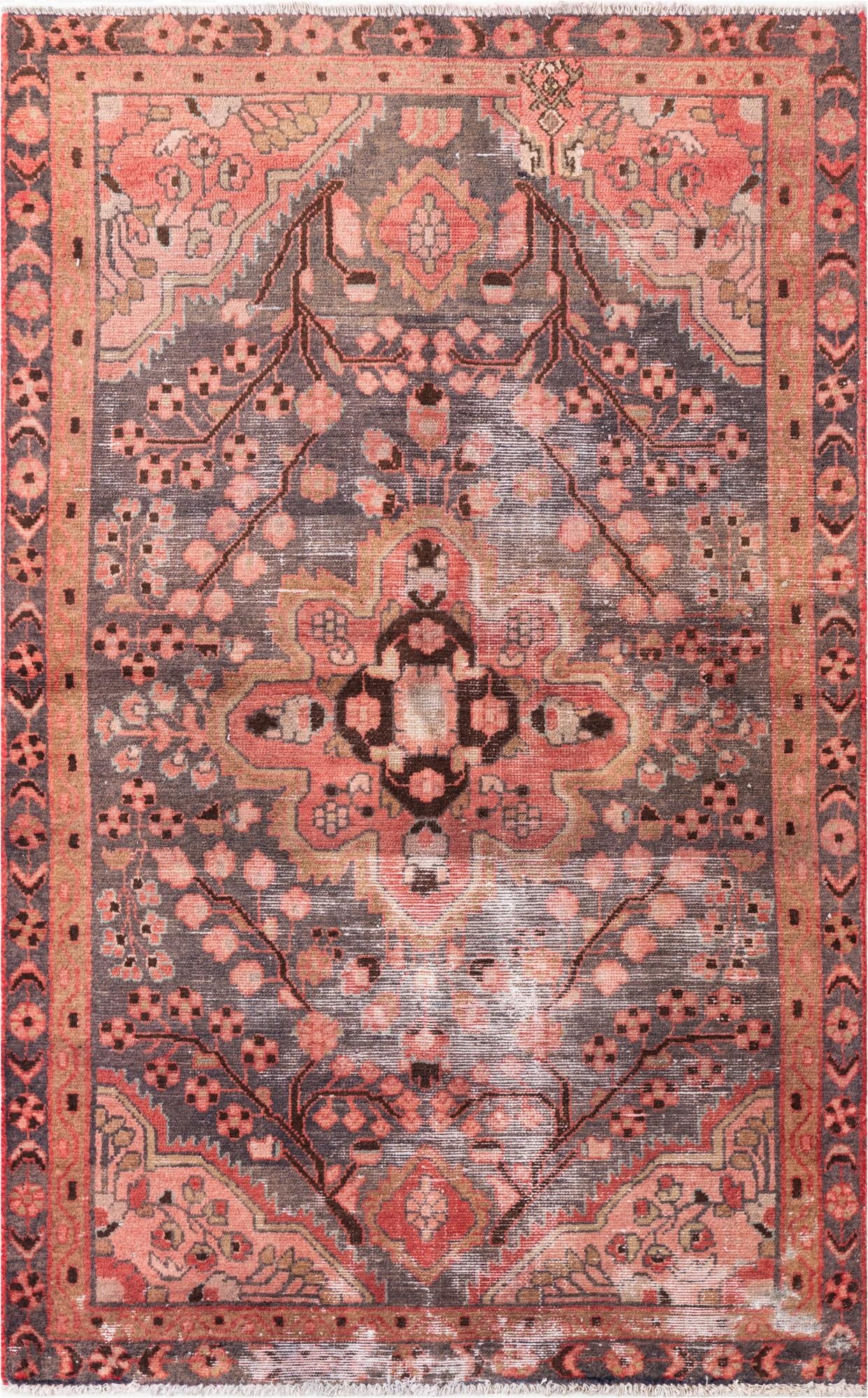  4' 1 x 6' 8  Hand Knotted Ultra Vintage Persian Wool Rug