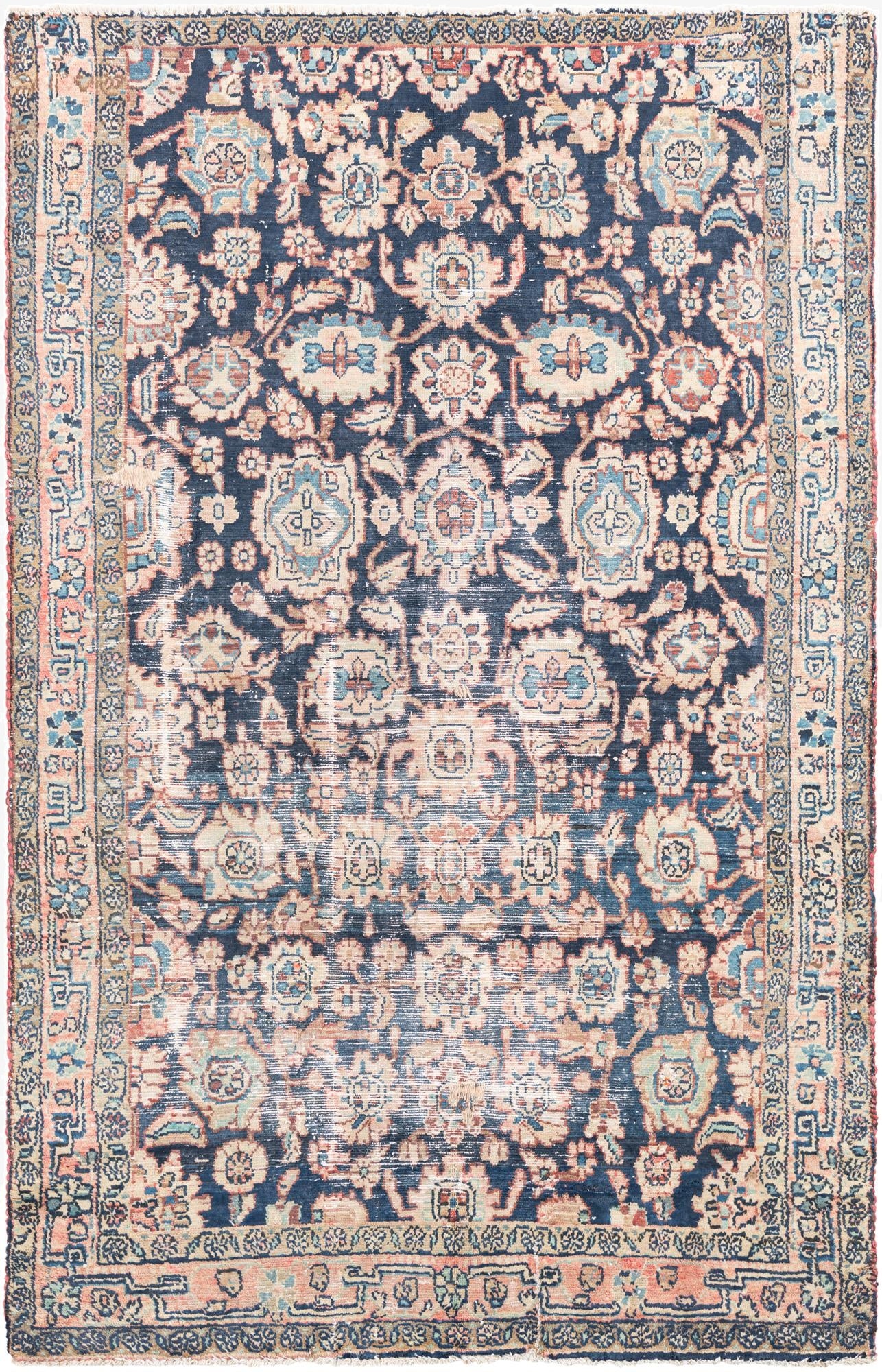  4' 6 x 7' 1  Hand Knotted Ultra Vintage Persian Wool Rug