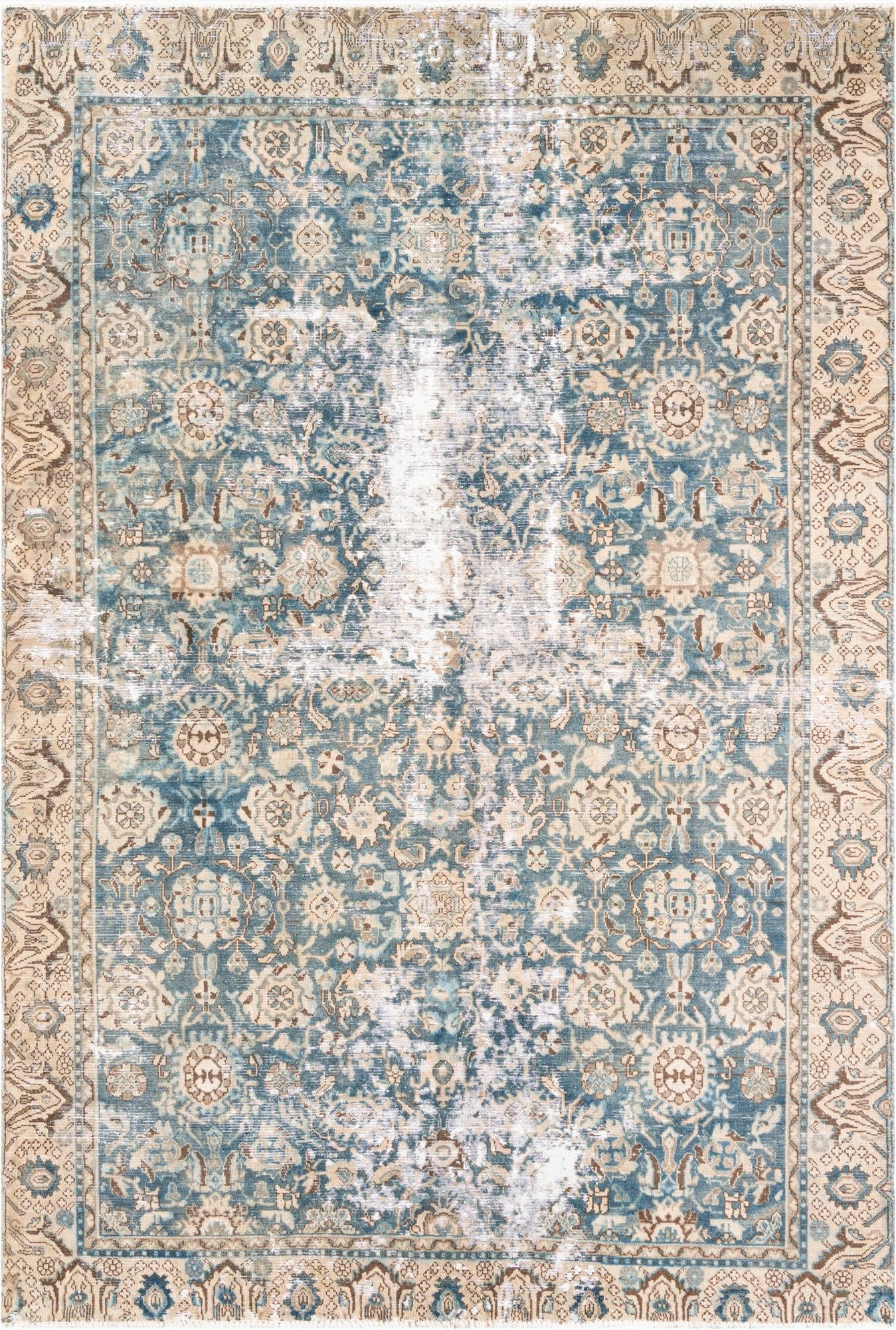  6' 5 x 9' 3  Hand Knotted Ultra Vintage Persian Wool Rug