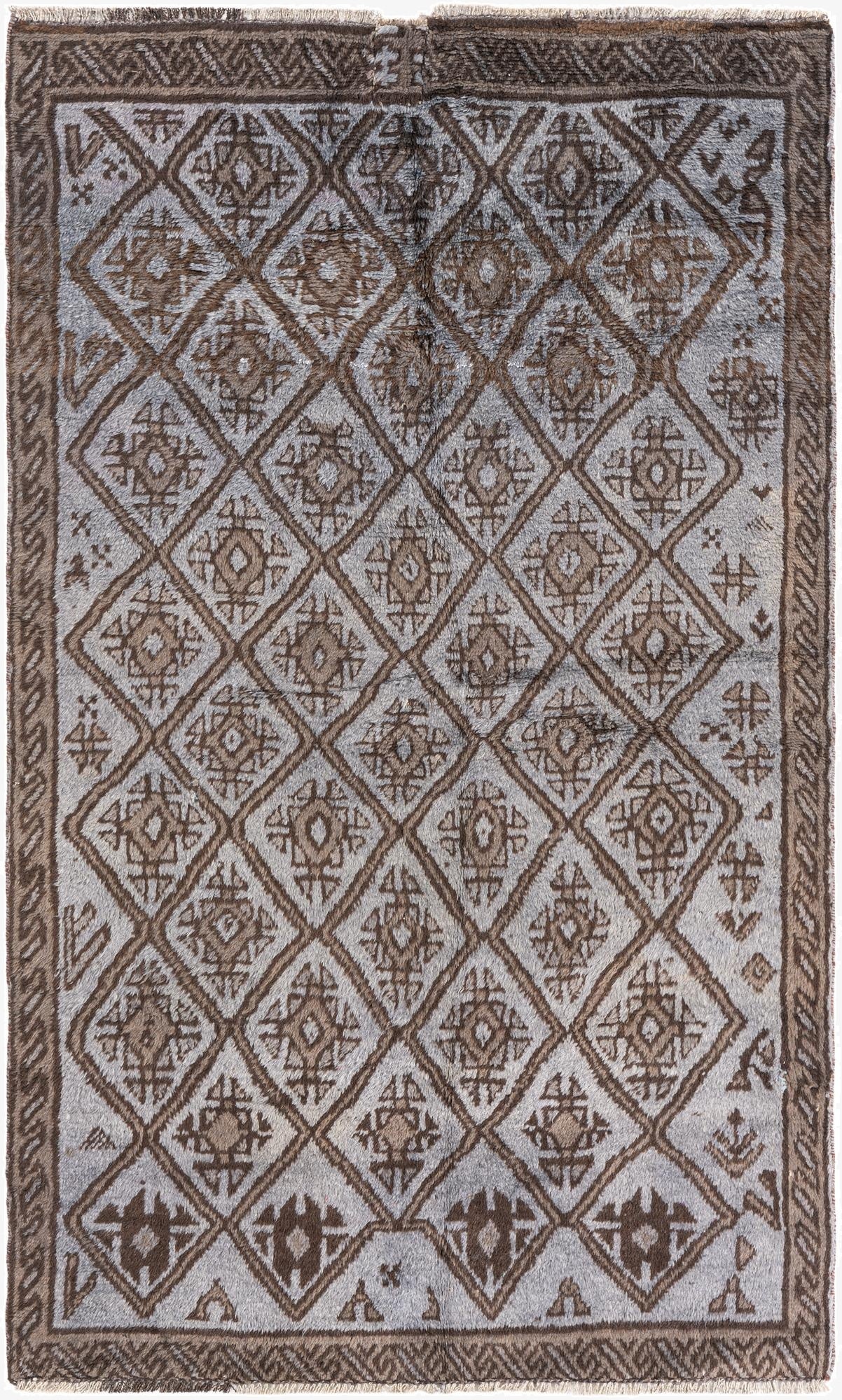  4' 1 x 6' 9  Hand Knotted Ultra Vintage Persian Wool Rug