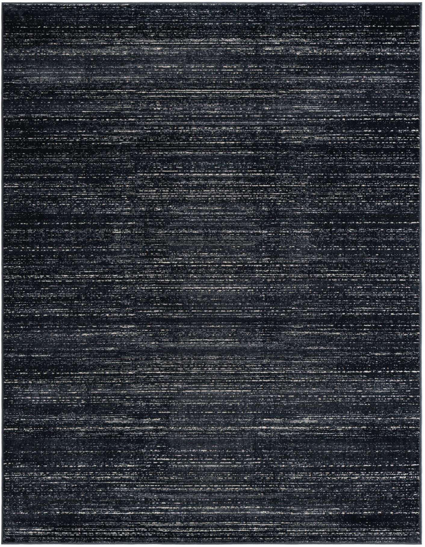 A 5x7 rectangular modern rug featuring a textured pile with varying shades of navy blue and subtle lighter streaks.