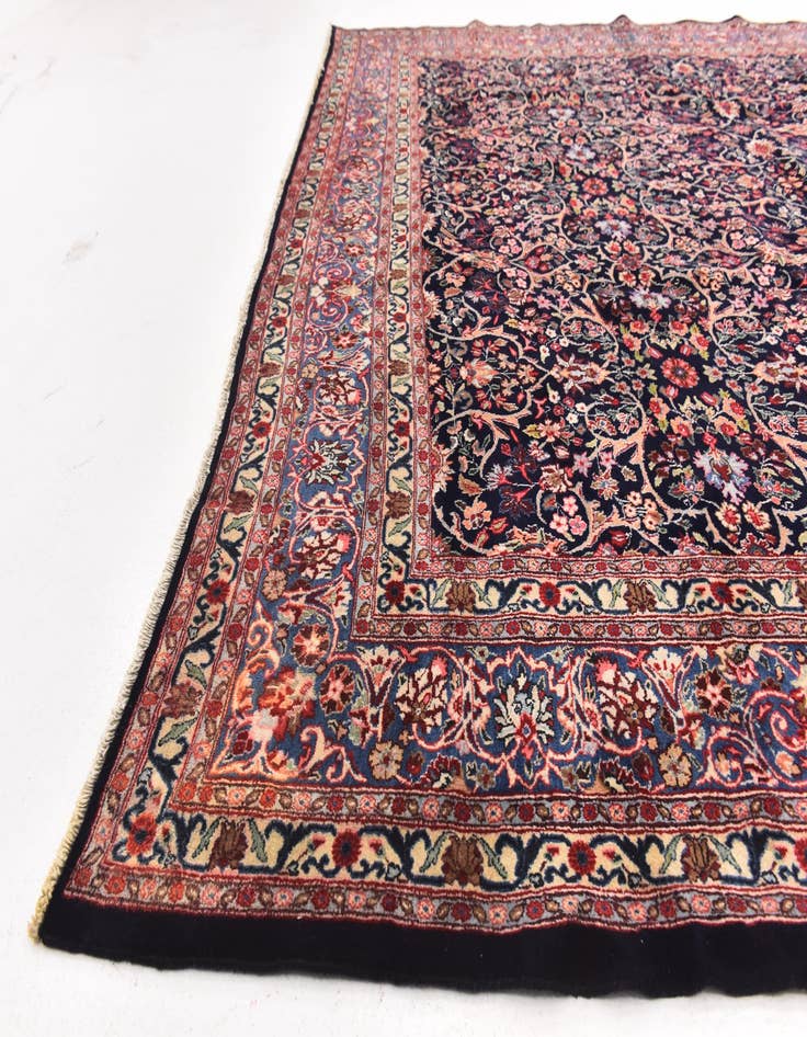 Detail image of 10' x 12' 7 Hand Knotted Yazd Persian Wool Rug