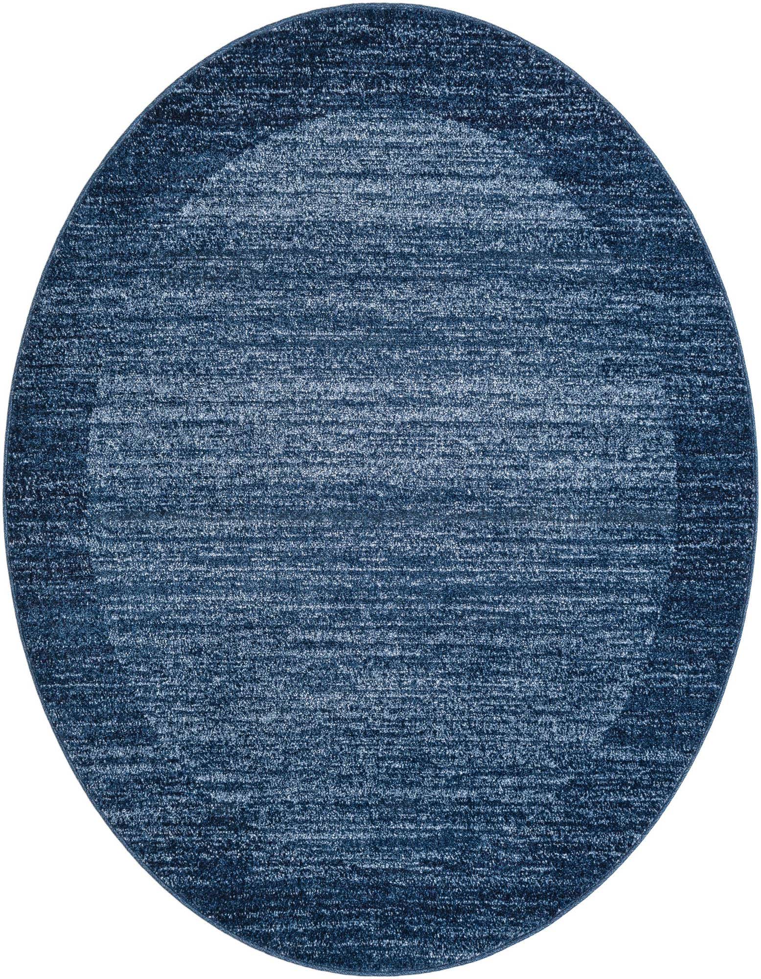A 7' 10 round navy blue polypropylene rug with a subtle textured, solid pattern, ideal for a contemporary indoor space.