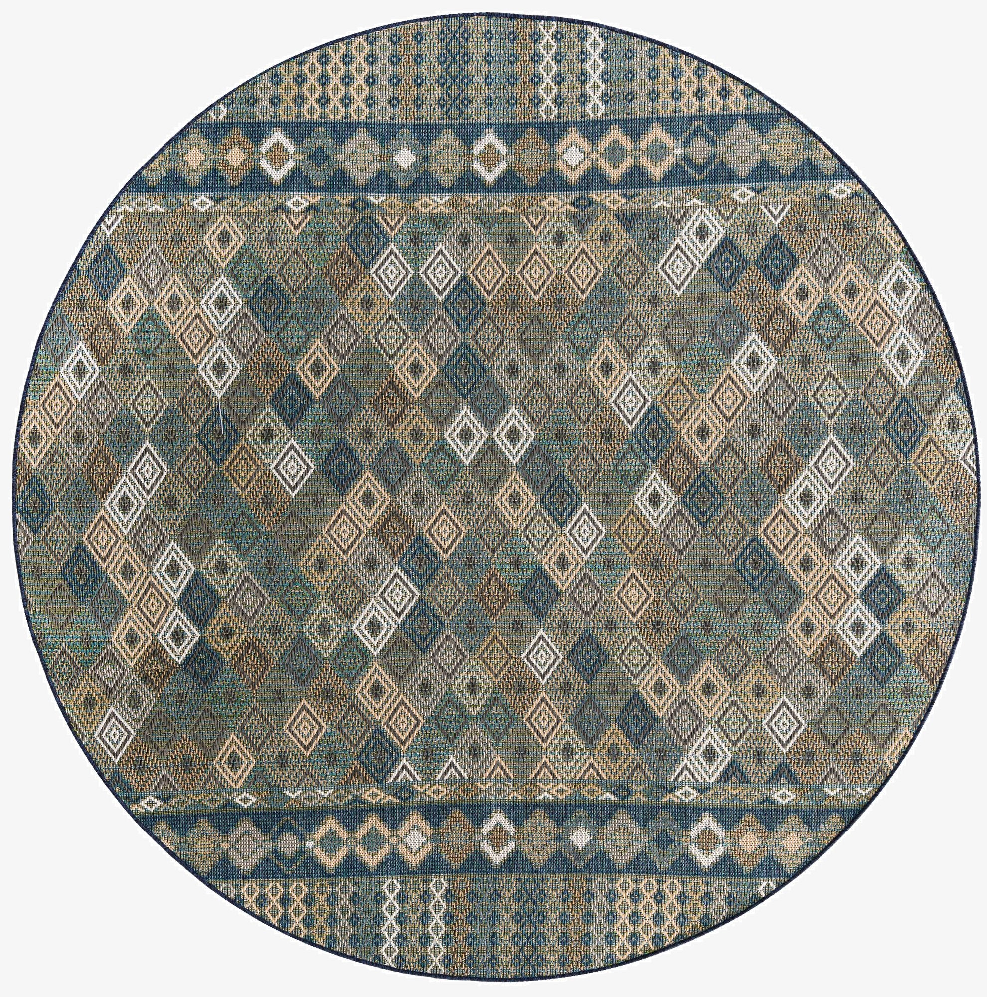  7' 10 x 7' 10  Washable Baja Indoor / Outdoor Round Rug