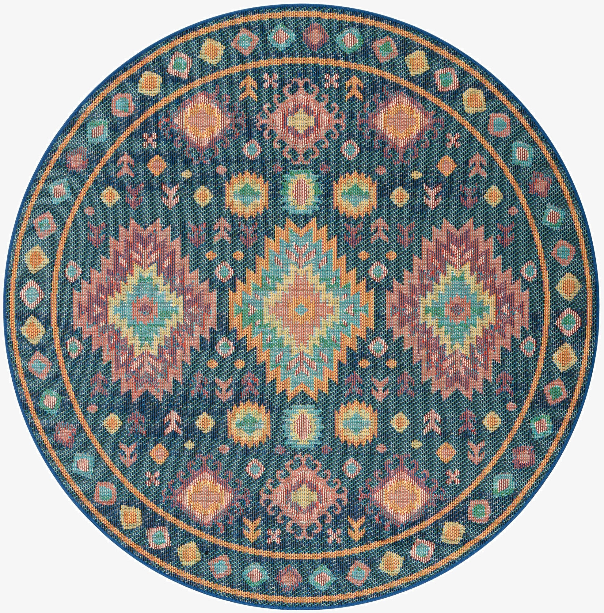  6' 1 x 6' 1  Washable Baja Indoor / Outdoor Round Rug