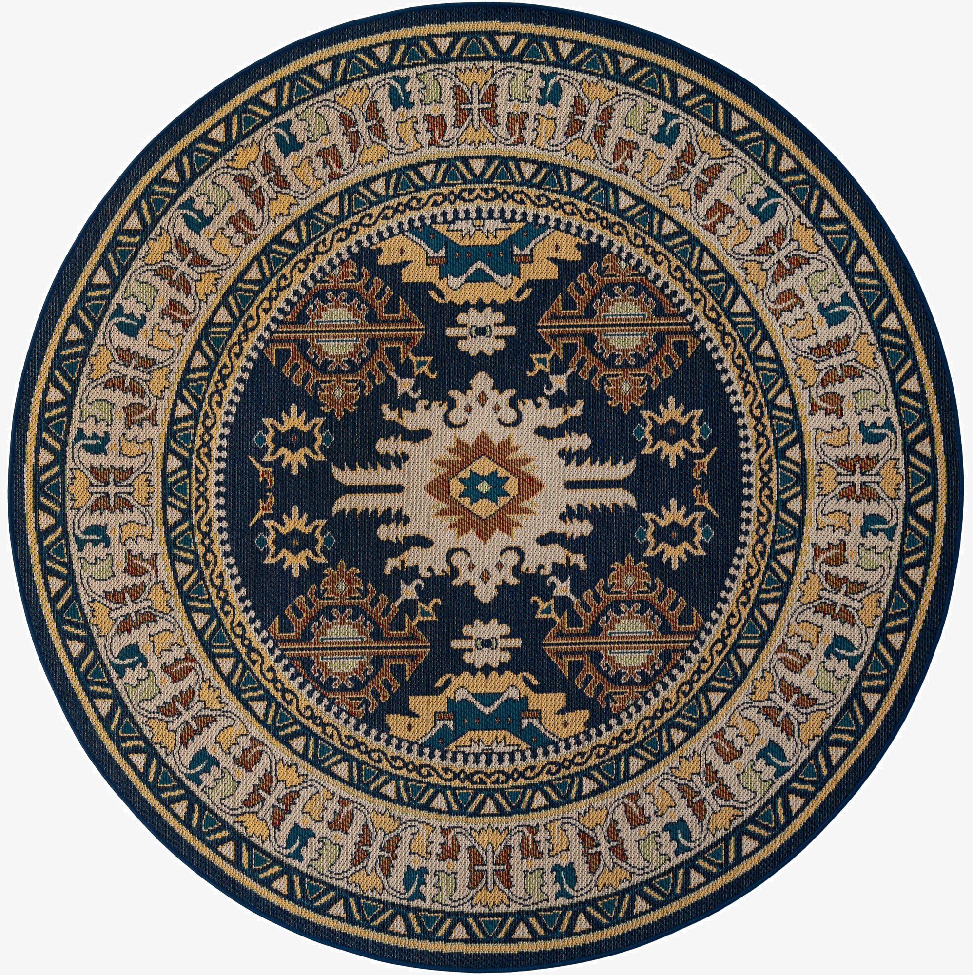  7' 10 x 7' 10  Washable Baja Indoor / Outdoor Round Rug