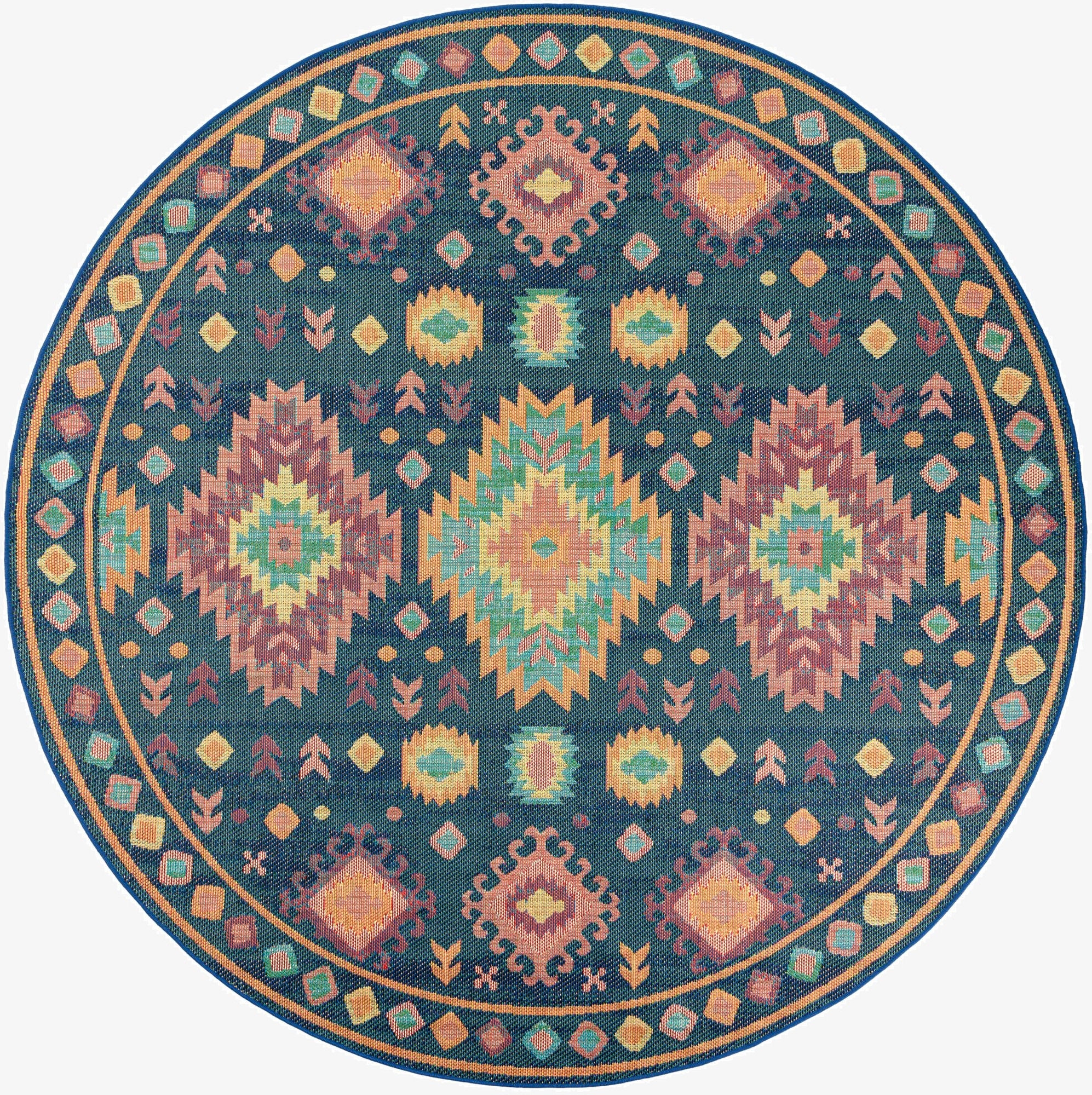  10' x 10'  Washable Baja Indoor / Outdoor Round Rug