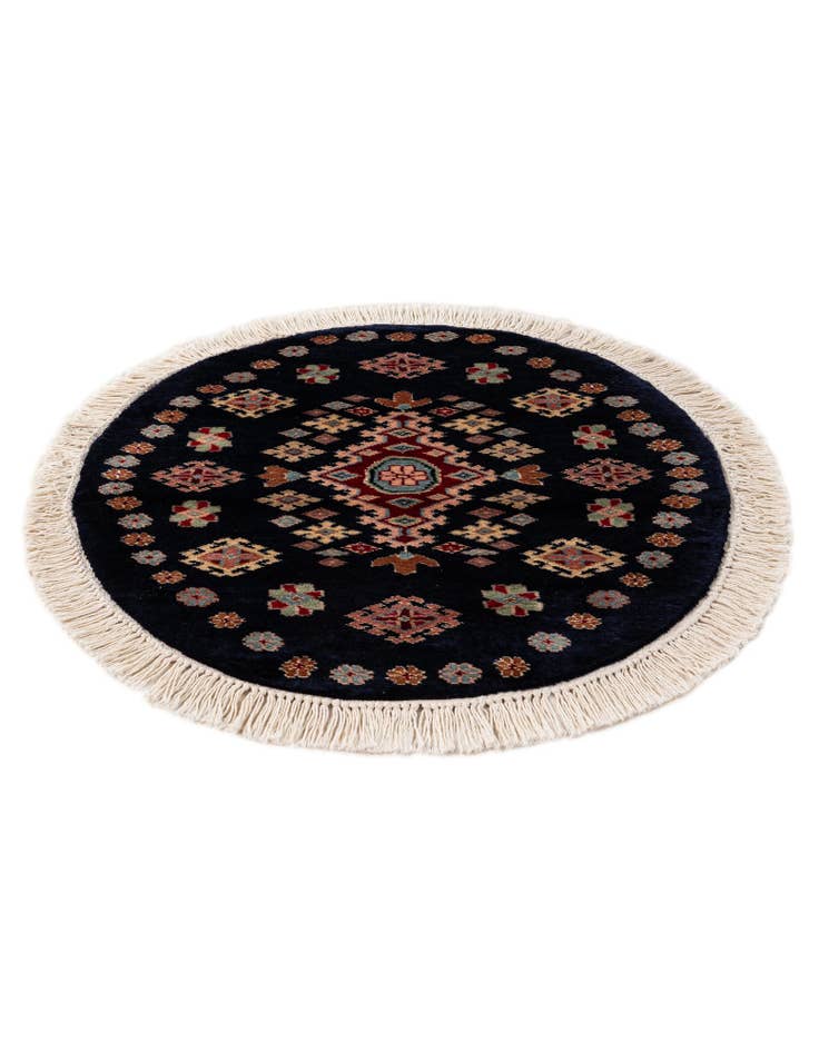 Detail image of  2' 2 x 2' 3  Hand Knotted Bokhara Oriental Round Rug