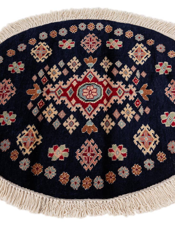 Detail image of  2' 2 x 2' 3  Hand Knotted Bokhara Oriental Round Rug