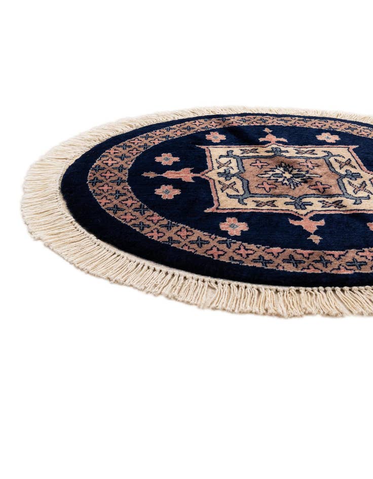 Detail image of  2' x 2'  Hand Knotted Bokhara Oriental Wool Round Rug