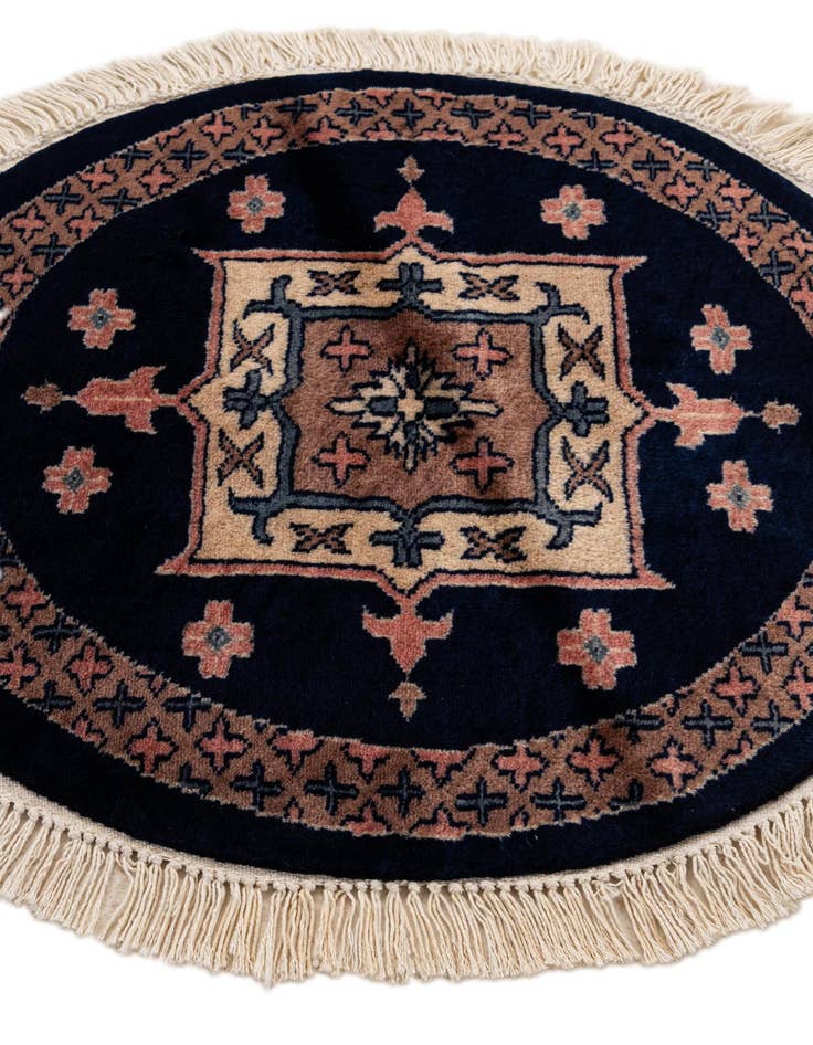 Detail image of  2' x 2'  Hand Knotted Bokhara Oriental Wool Round Rug