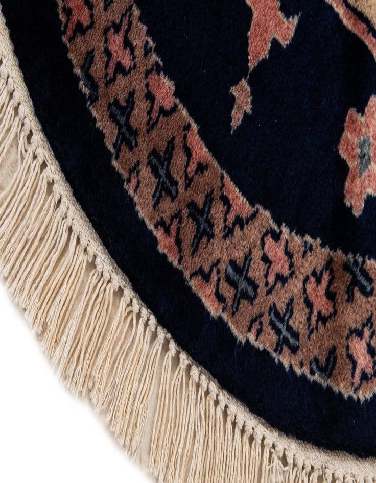 Detail image of  2' x 2'  Hand Knotted Bokhara Oriental Wool Round Rug