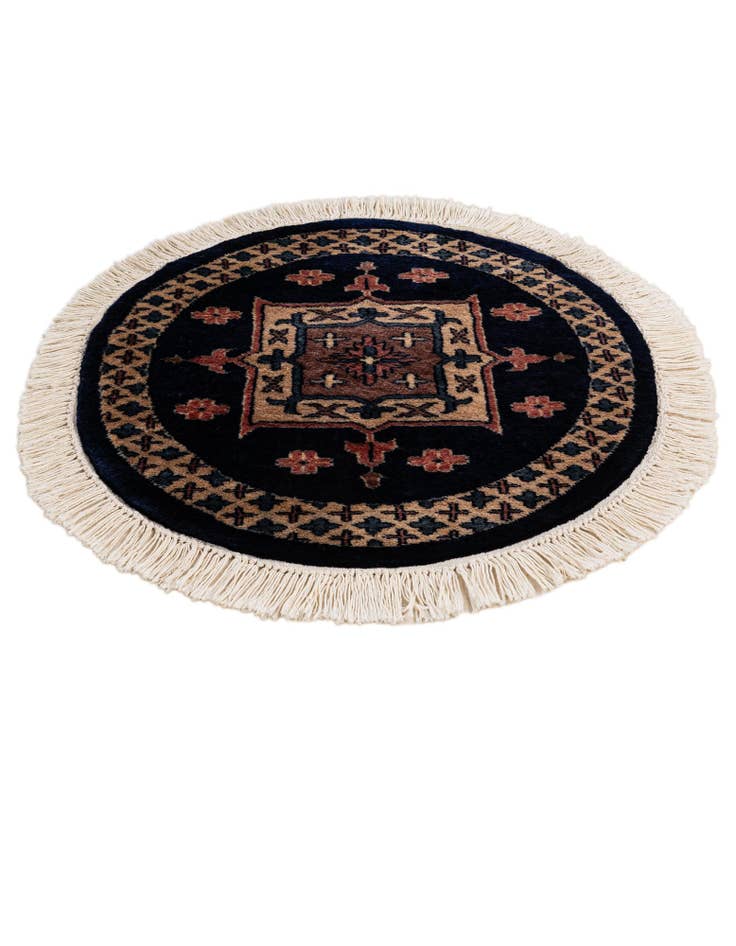 Detail image of  2' 1 x 2' 1  Hand Knotted Bokhara Oriental Wool Round Rug