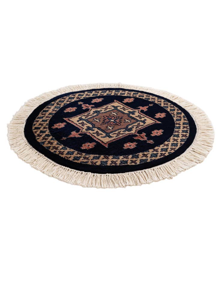 Detail image of  2' 1 x 2' 1  Hand Knotted Bokhara Oriental Wool Round Rug
