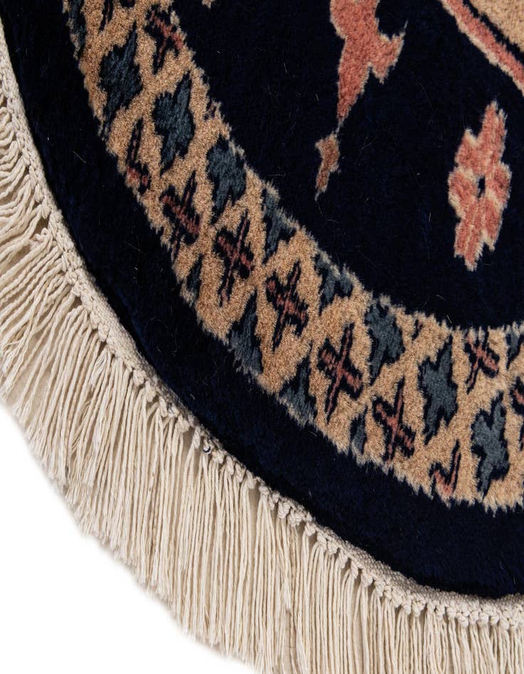 Detail image of  2' 1 x 2' 1  Hand Knotted Bokhara Oriental Wool Round Rug