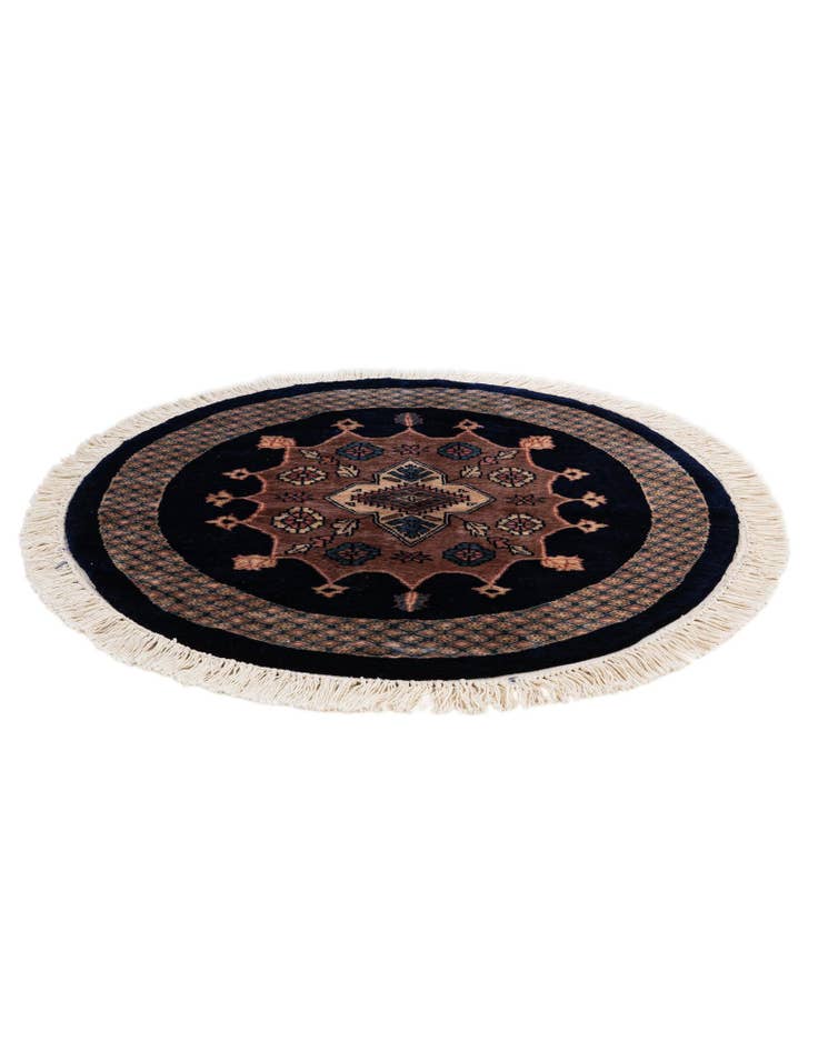 Detail image of  3' 1 x 3' 2  Hand Knotted Bokhara Oriental Wool Round Rug