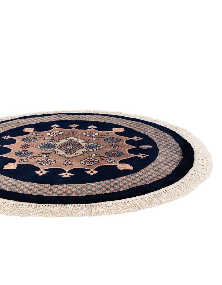 Detail image of  3' 1 x 3' 2  Hand Knotted Bokhara Oriental Wool Round Rug