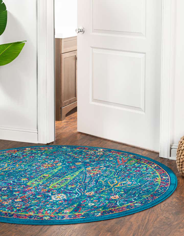 Navy Blue 10' x 10' Calypso Round Rug | Rugs.com