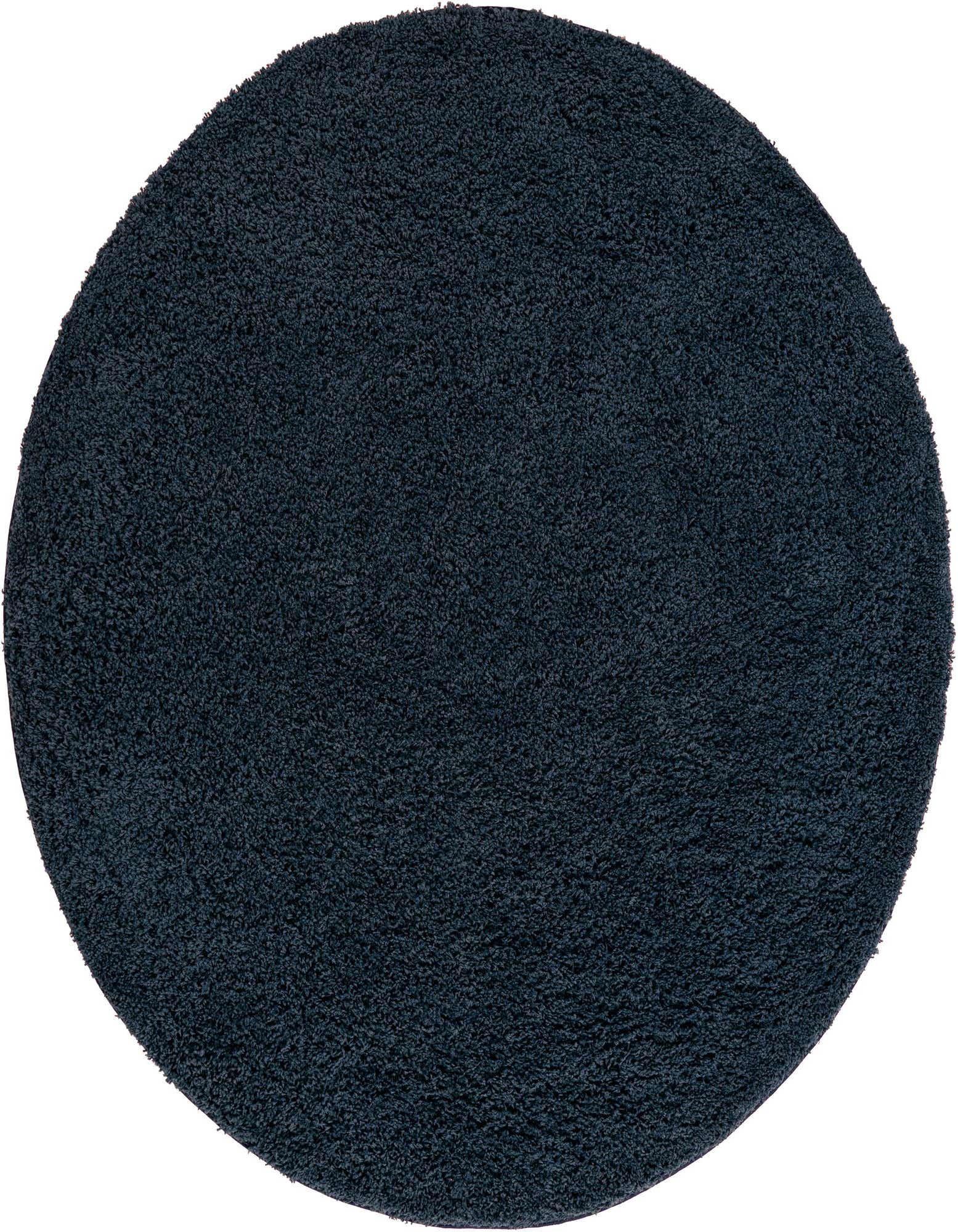 A soft, plush 7' round navy blue shag rug, perfect for adding comfort and modern style to any indoor space.