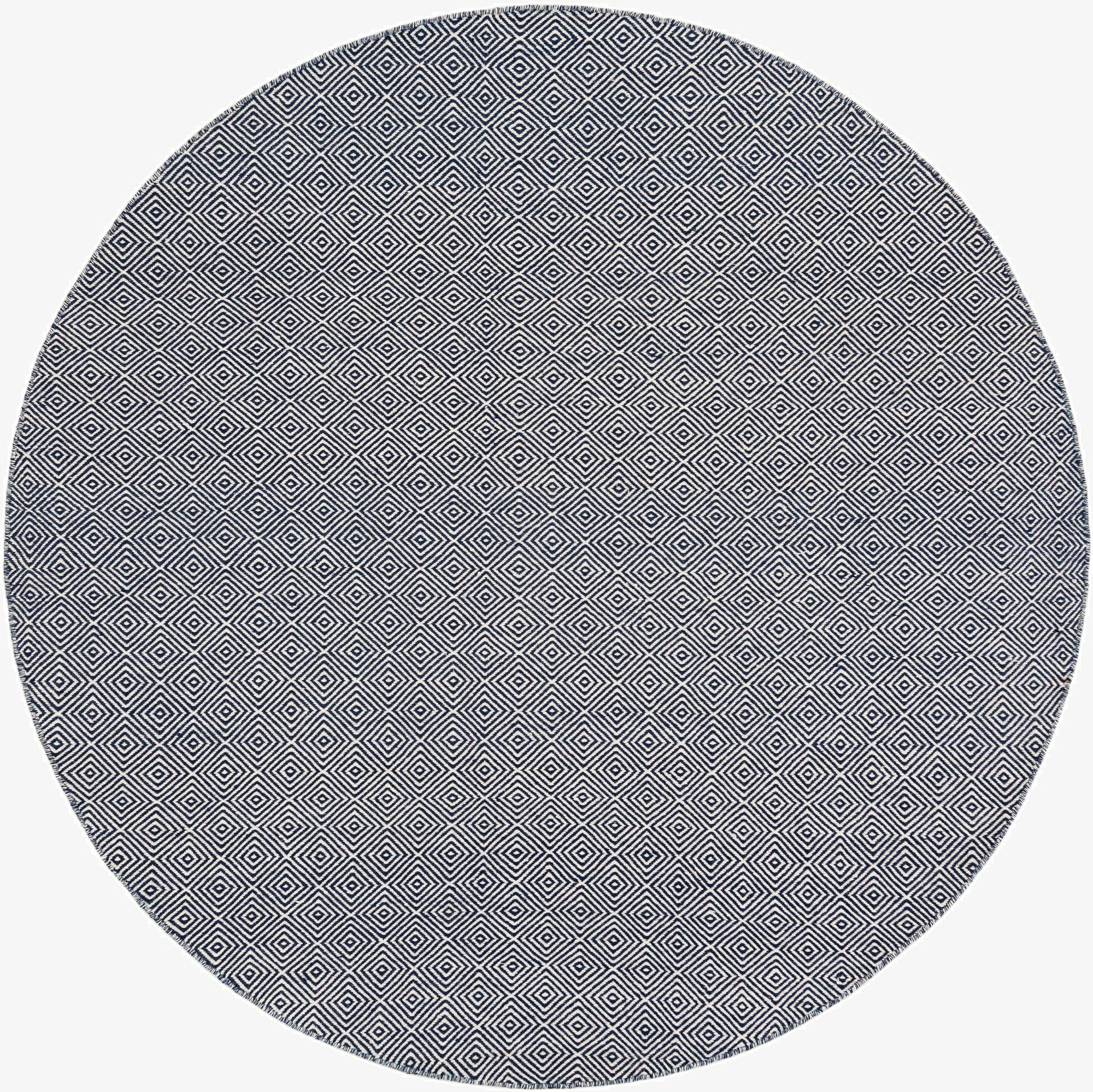  7' 10 x 7' 10  Hand Woven Geo Trellis Flatweave Round Rug