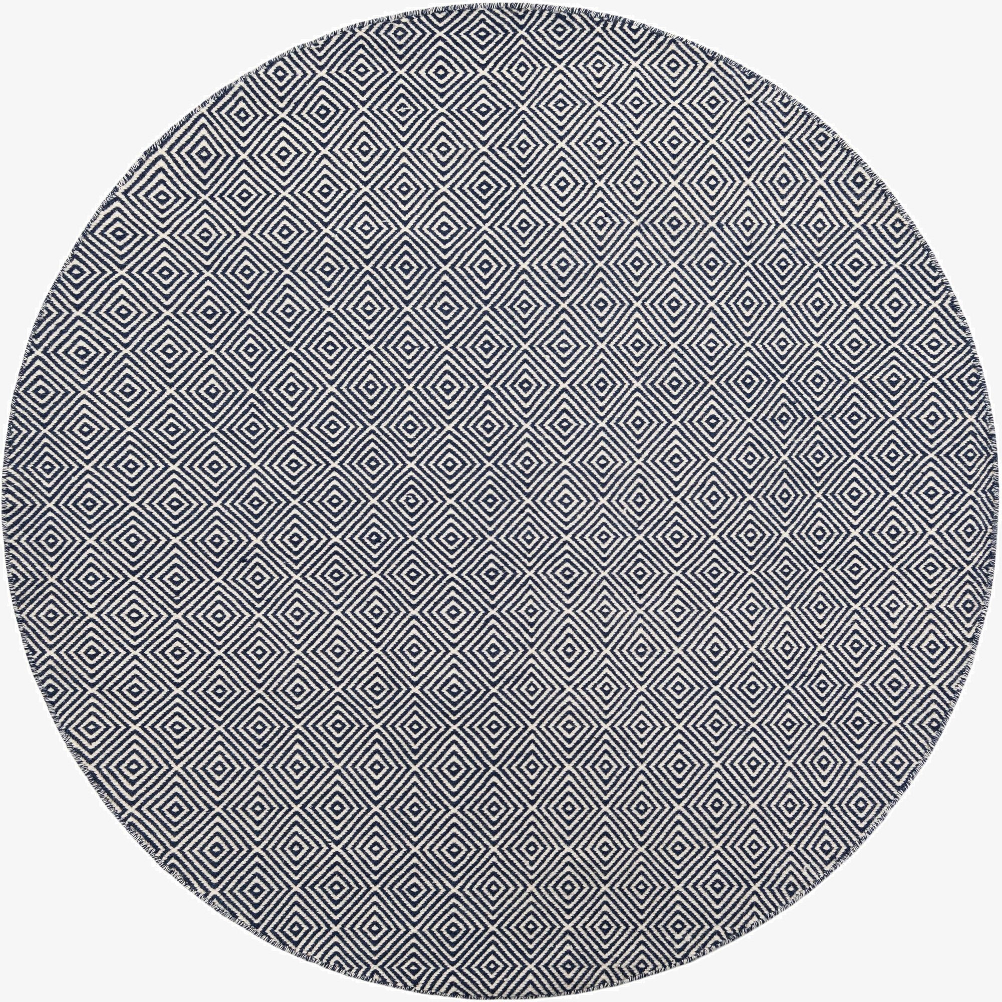  6' 1 x 6' 1  Hand Woven Geo Trellis Flatweave Round Rug