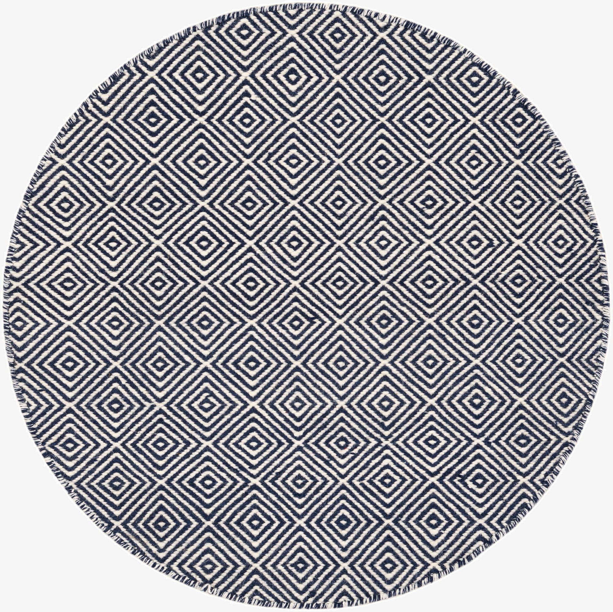  3' 1 x 3' 1  Hand Woven Geo Trellis Flatweave Round Rug