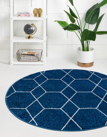  6' x 6' Lattice Frieze Round Rug