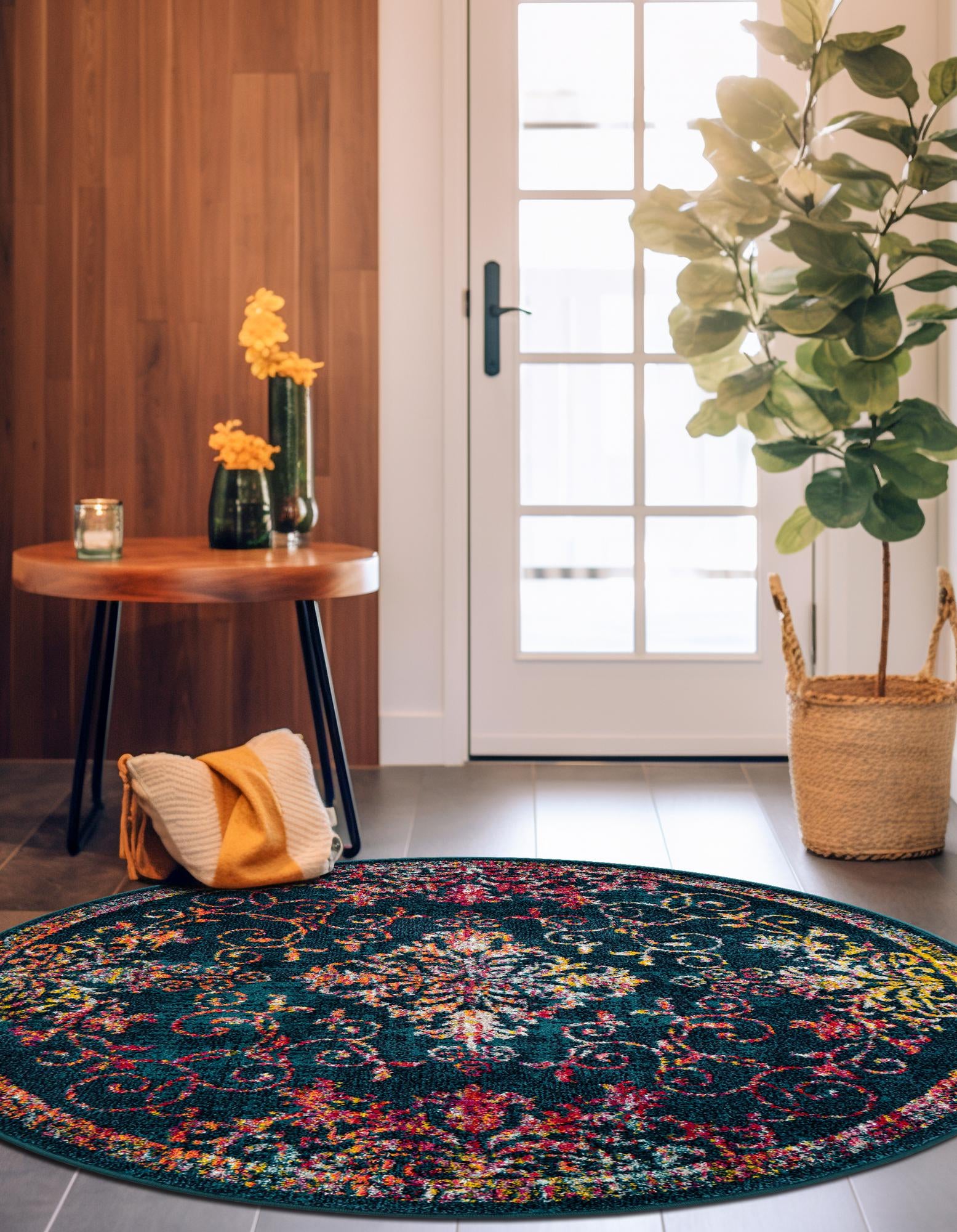 Navy Blue 7' 10 x 7' 10 Madeline Round Rug | Rugs.com