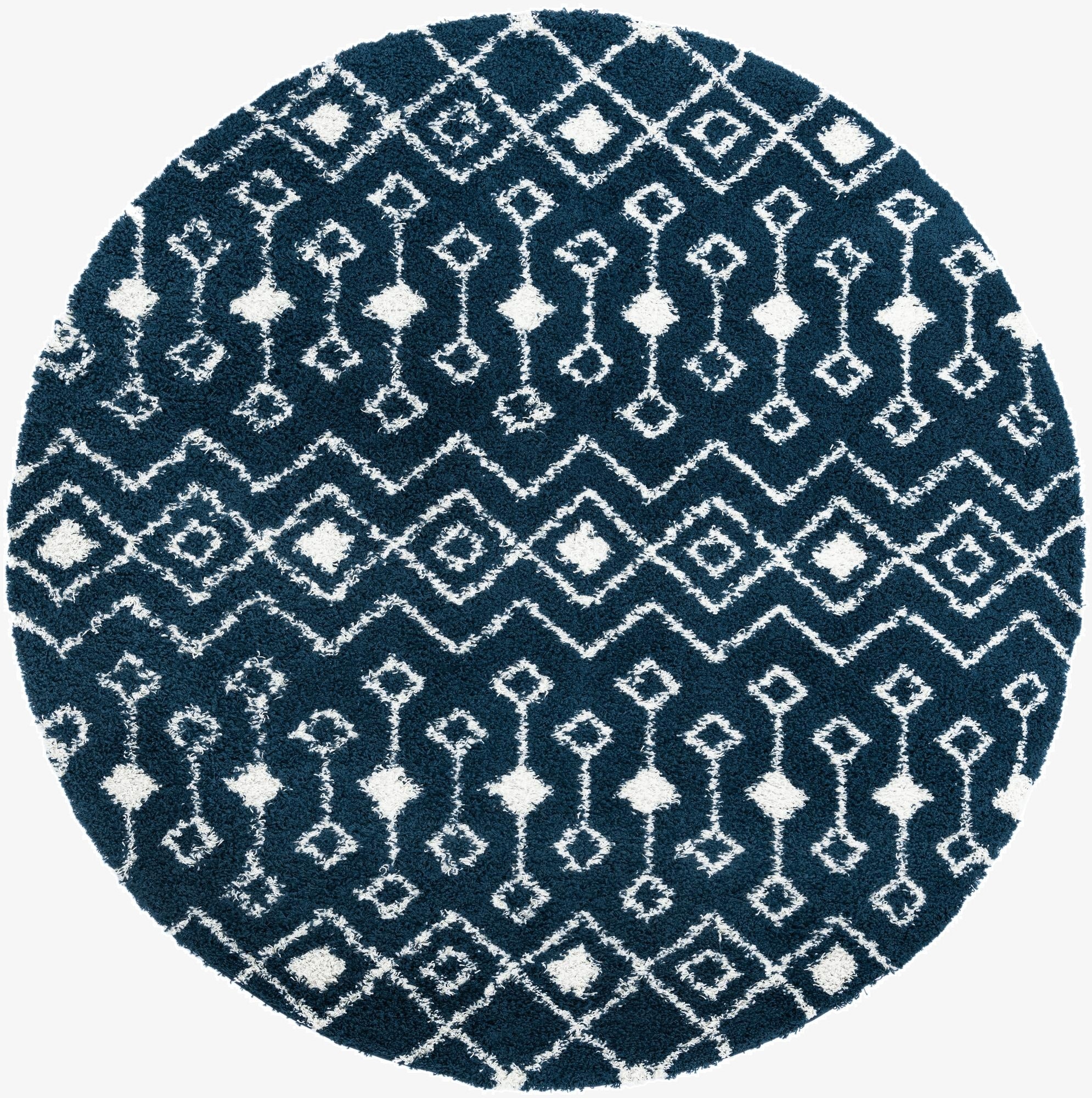  10' x 10' Moroccan Trellis Shag Round Rug