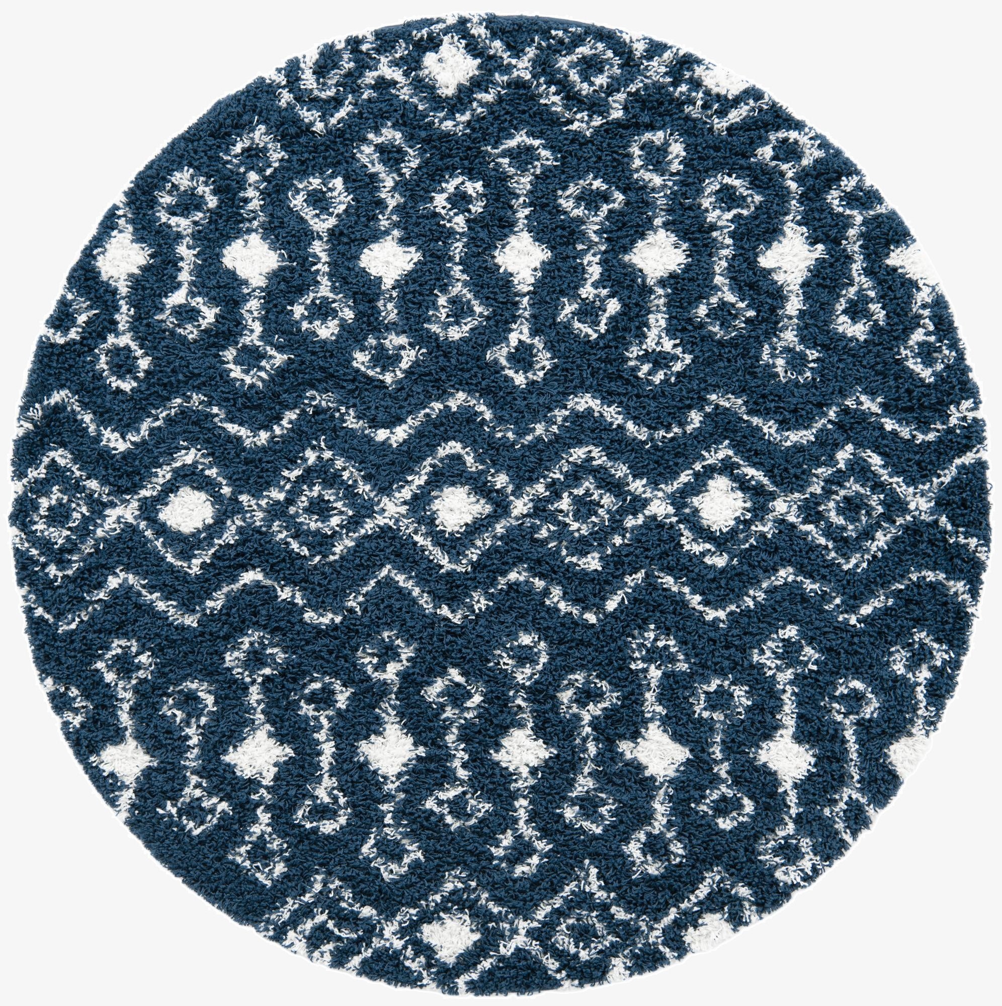  6' x 6' Moroccan Trellis Shag Round Rug