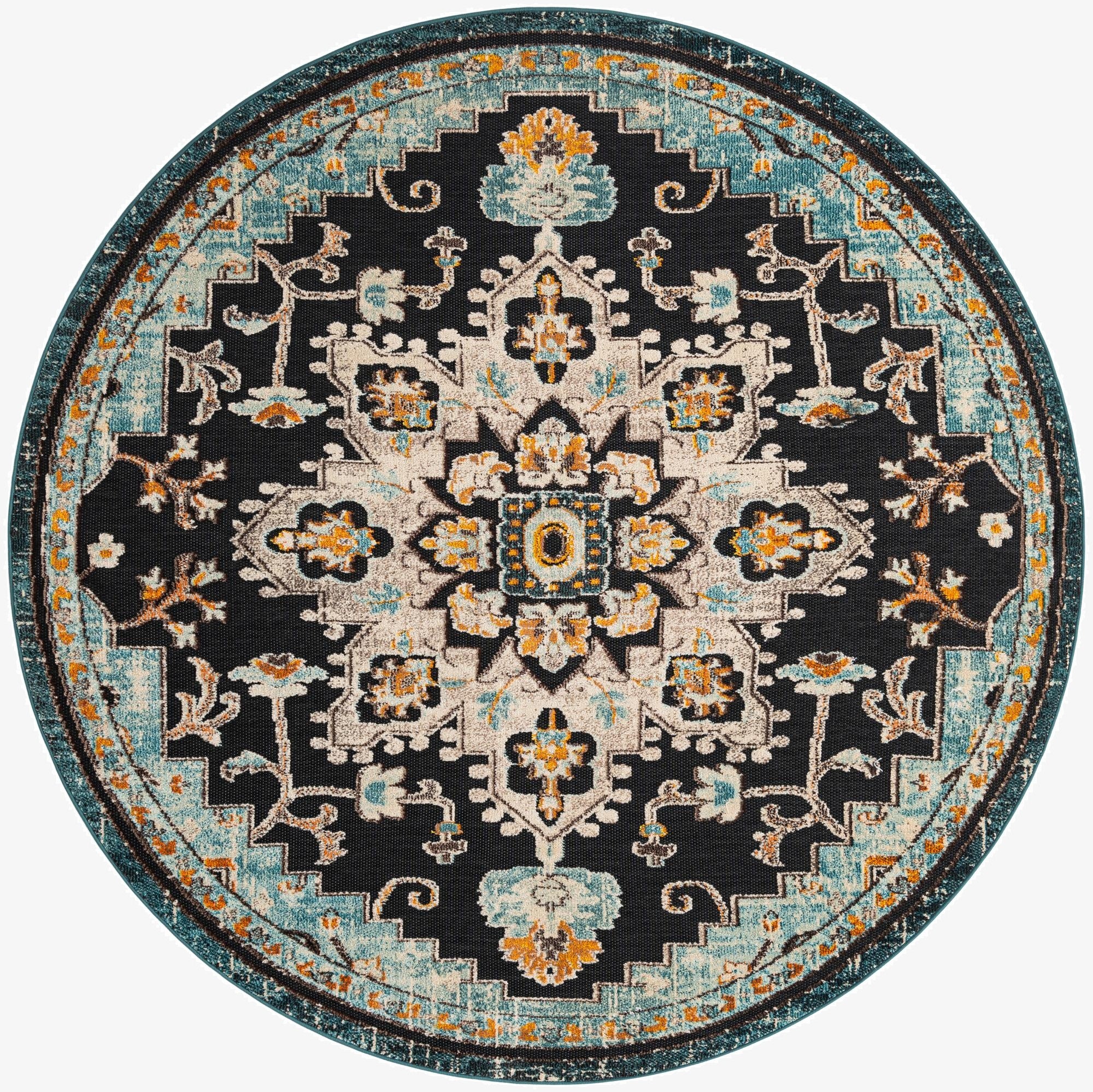  7' 10 x 7' 10  Washable Casablanca Indoor / Outdoor Round Rug