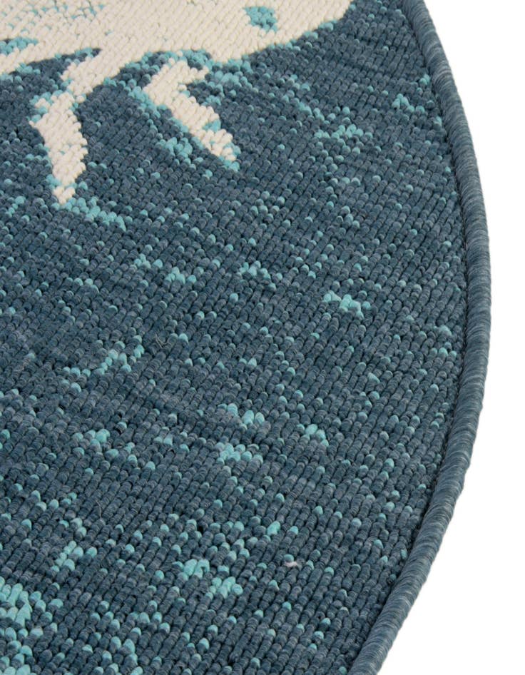 Detail image of  4' x 4'  Washable Coastal Indoor / Outdoor Round Rug