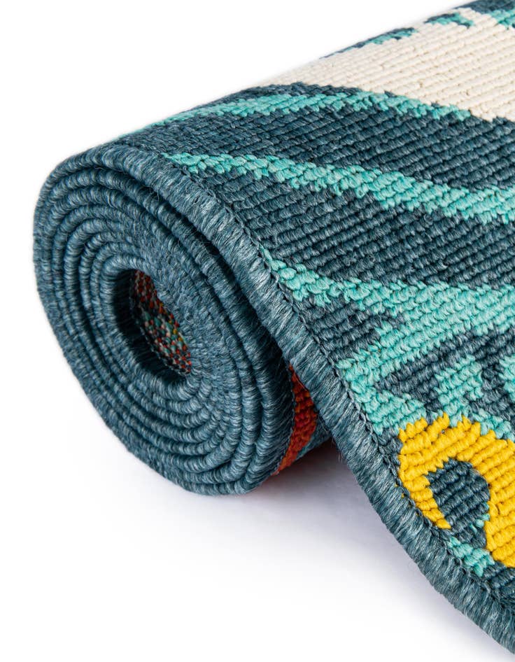 Detail image of  6' x 6'  Washable Coastal Indoor / Outdoor Round Rug