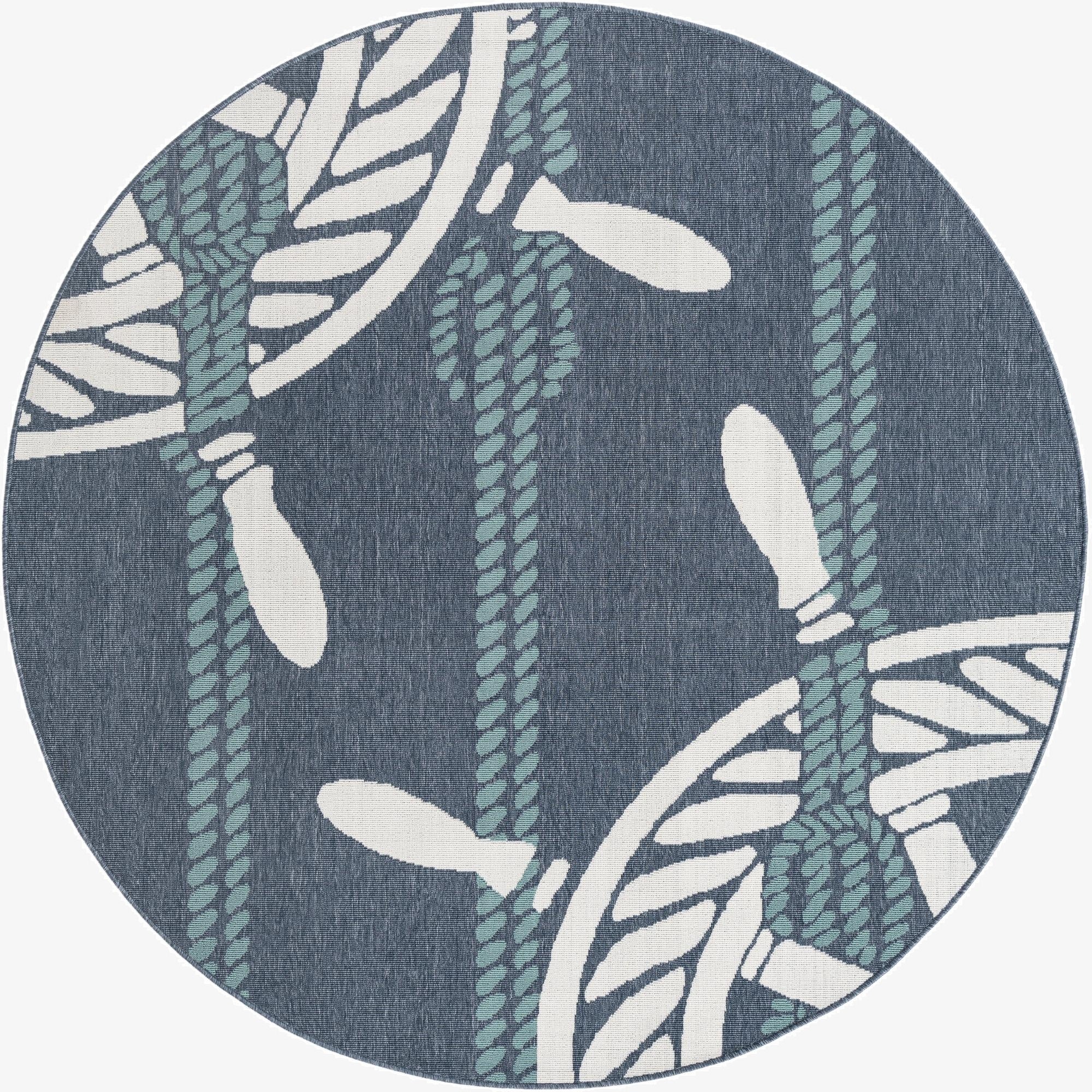 Primary image  7' x 7'  Washable Coastal Indoor / Outdoor Round Rug